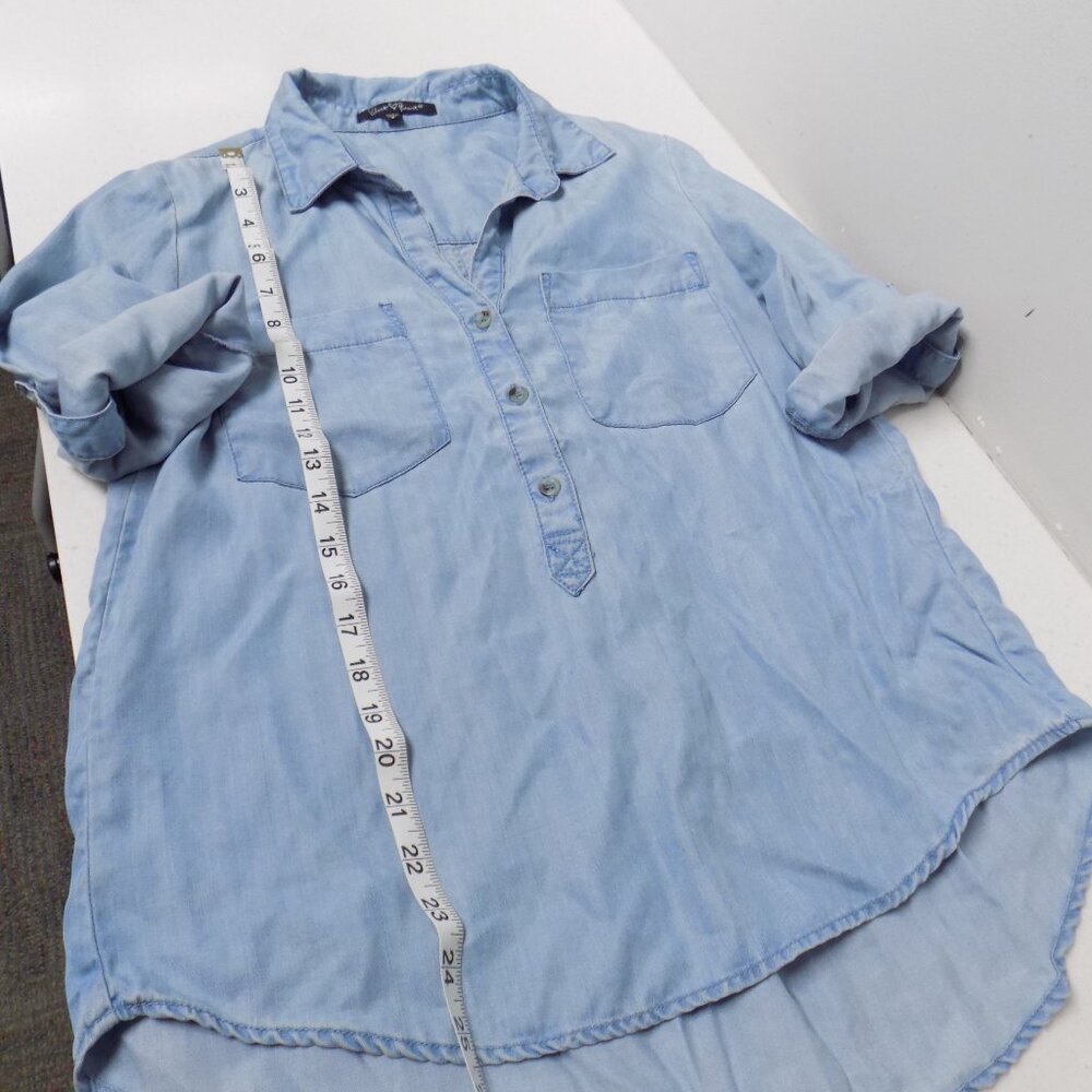 Chambray 3/4 Quater Sleeve High Low Top - Small